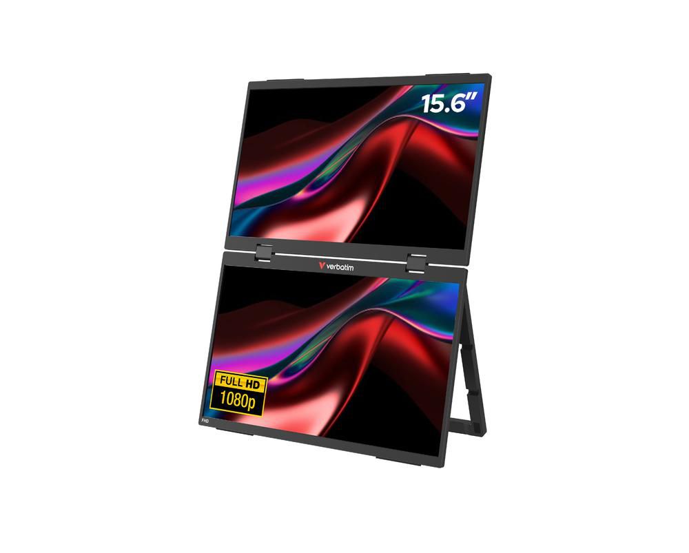 Verbatim Portable 15.6" FHD Dual Monitor Essentials Monitor portátil Negro 39,6 cm (15.6") LCD 1920 x 1080 Pixeles