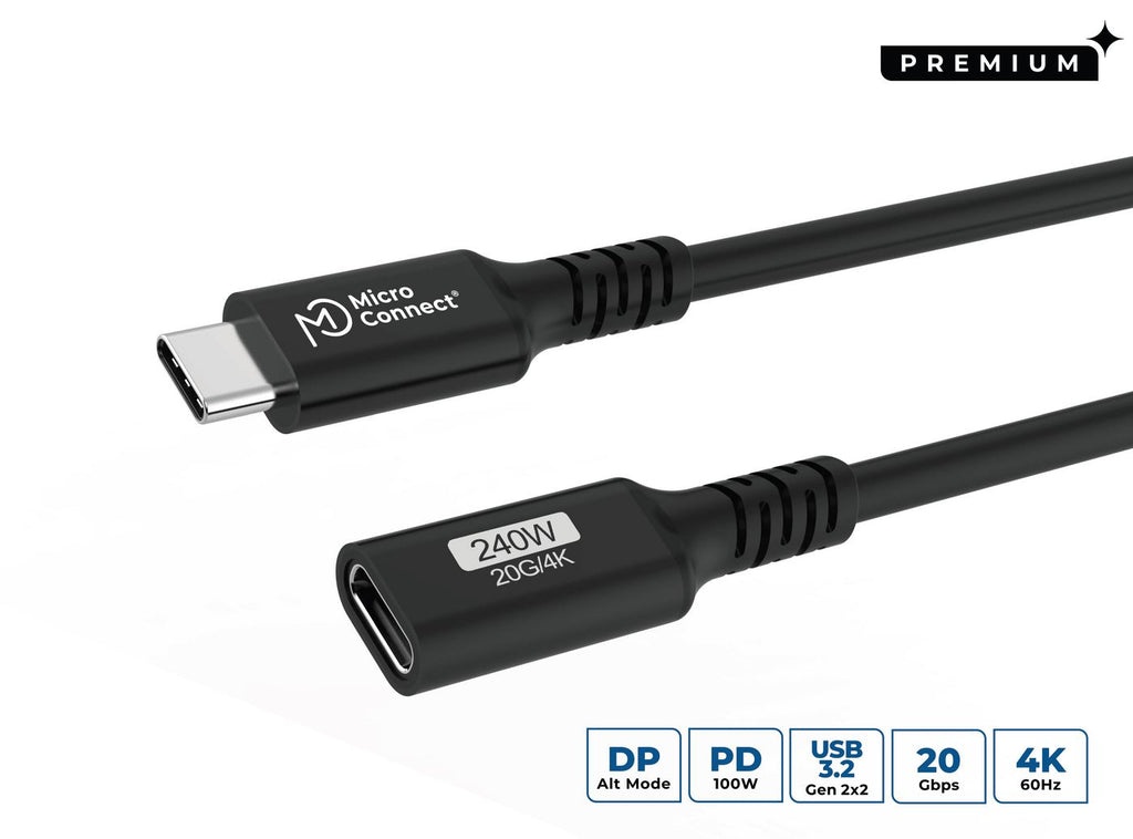 Microconnect USB3.2CC2EX cable USB USB 3.2 Gen 2x2 2 m USB C 20 Gbit/s 240 W Negro
