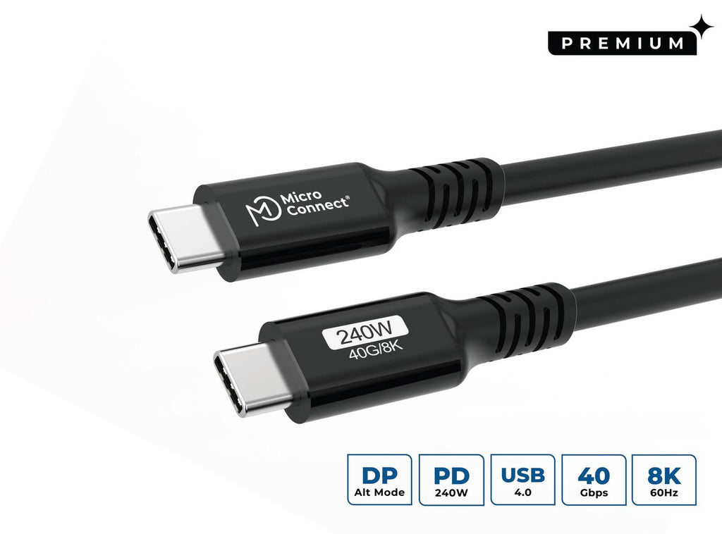 Microconnect USB4CC025-240W cable USB USB4 Gen 3x2 0,25 m USB C Negro