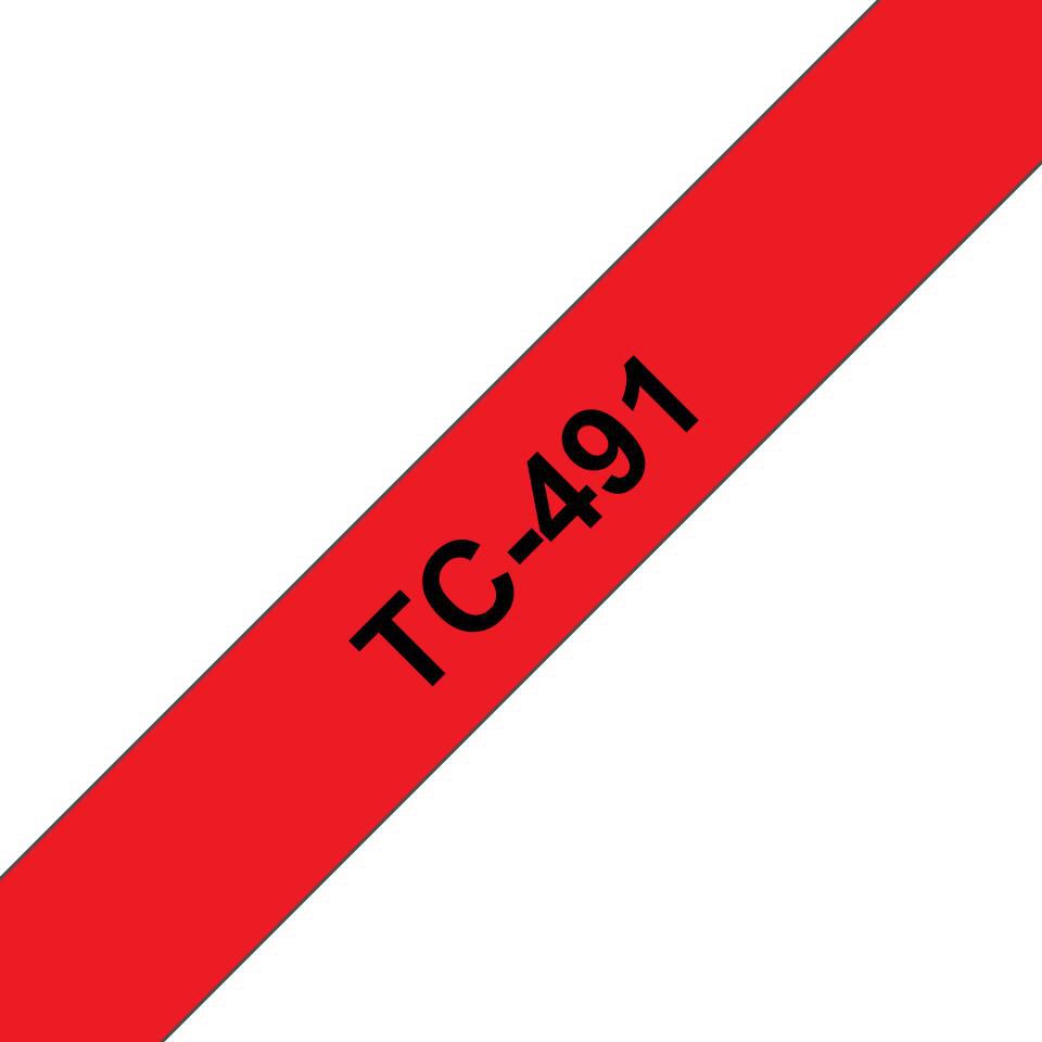 Brother TC-491 cinta para impresora de etiquetas Negro sobre rojo