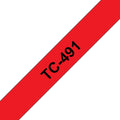 Brother TC-491 cinta para impresora de etiquetas Negro sobre rojo