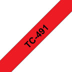 Brother TC-491 cinta para impresora de etiquetas Negro sobre rojo