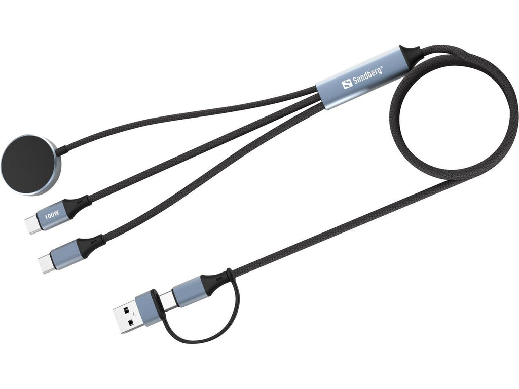 Sandberg 441-69 cable USB 0 m USB A/USB C 2 x USB-C/MagSafe 100 W Negro