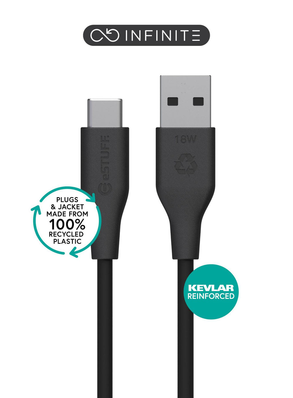 eSTUFF ES605280 cable USB USB 2.0 2 m USB C USB A 60 W Negro