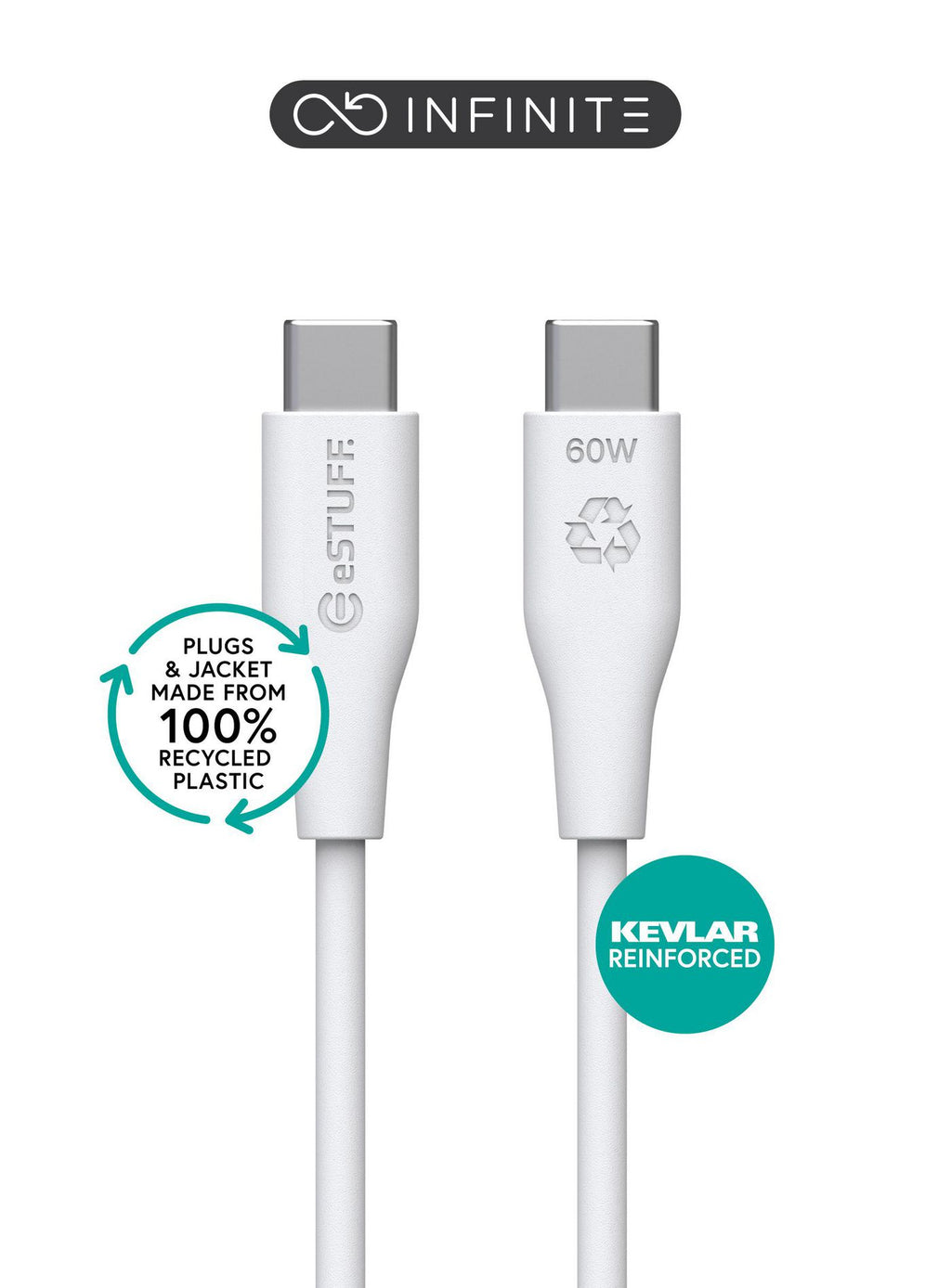 eSTUFF ES604270-BULK cable USB USB 2.0 2 m USB C 60 W Blanco