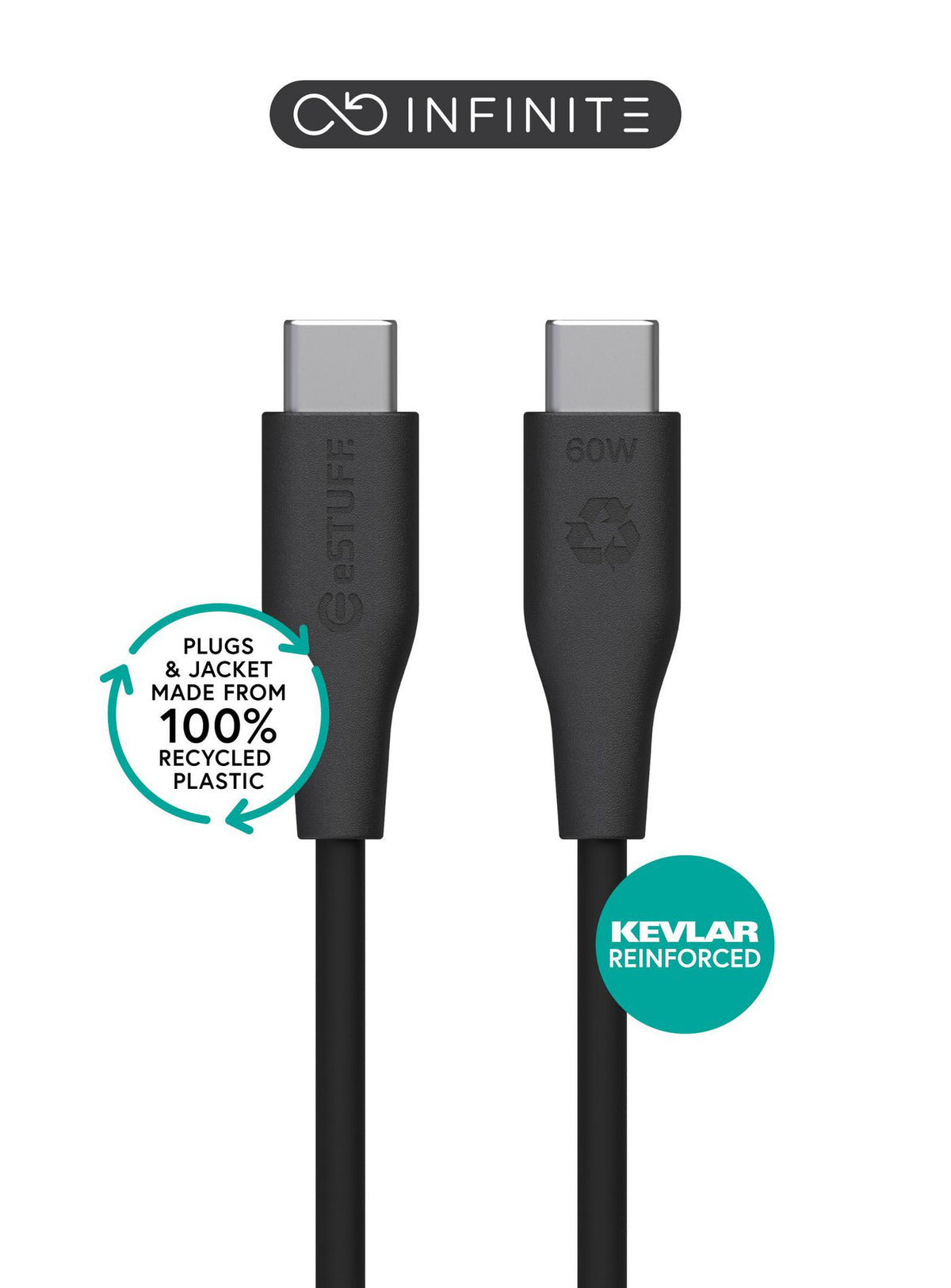 eSTUFF ES604380 cable USB USB 2.0 3 m USB C 60 W Negro