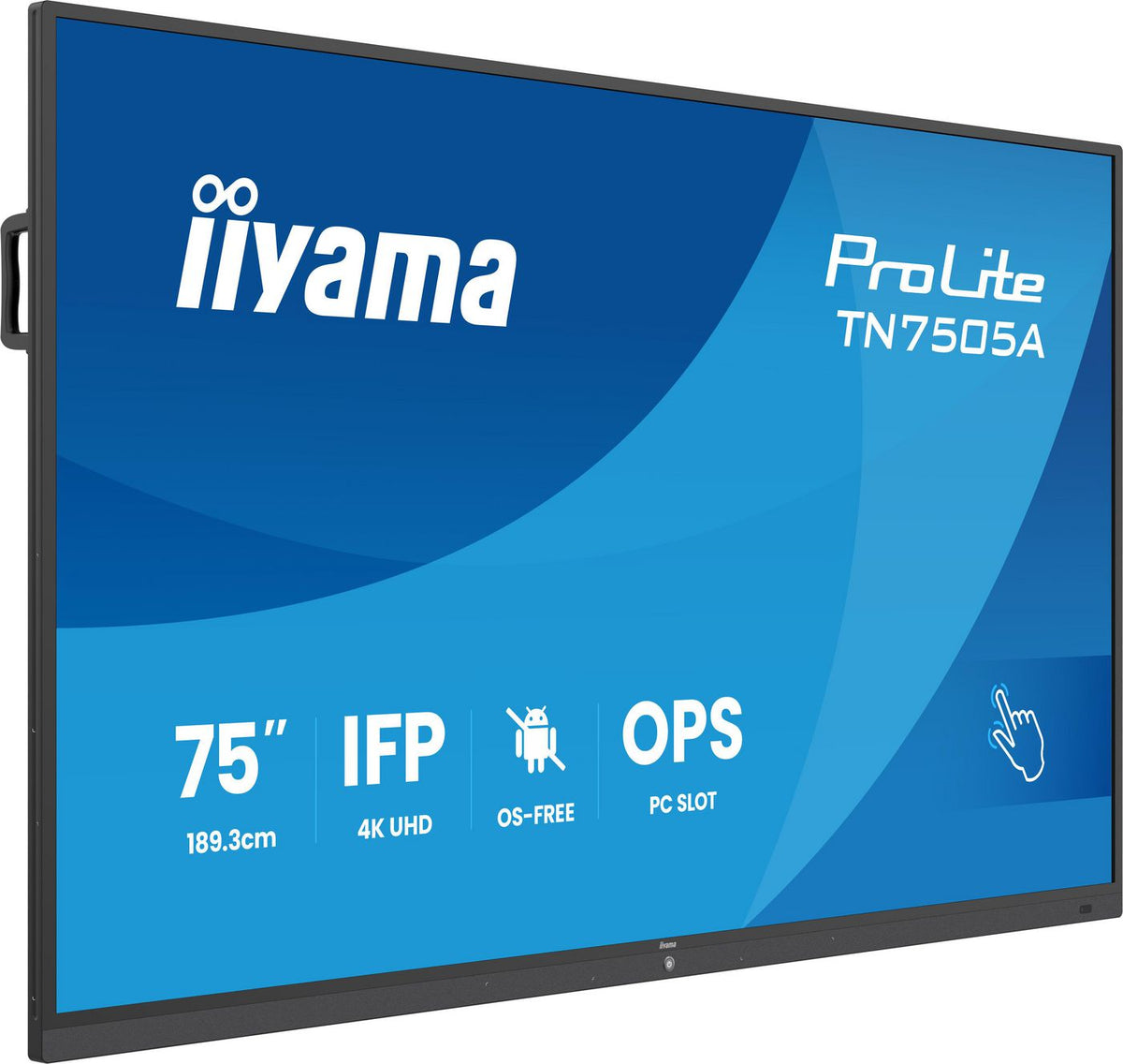 iiyama TN7505A-B1AG pantalla de señalización Panel plano interactivo 189,3 cm (74.5") 500 cd / m² 4K Ultra HD Negro Pantalla táctil