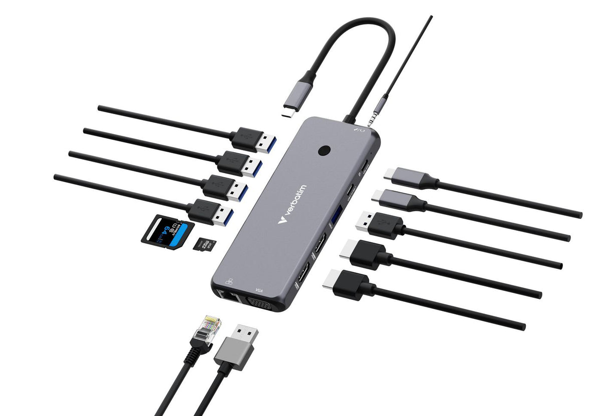 Verbatim CMH-14 USB Tipo C 5000 Mbit/s Plata