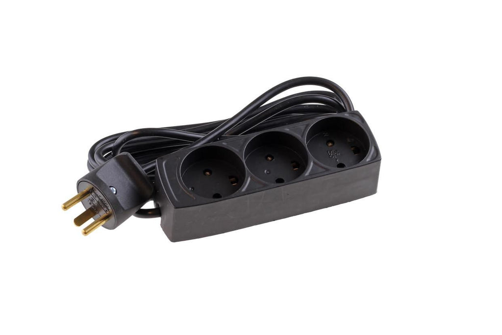 Microconnect Danish power strip 3-way 5 m black (for installation with detachable plug) base múltiple 3 salidas AC Negro