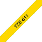 Brother TZE-611 cinta para impresora de etiquetas Negro sobre amarillo