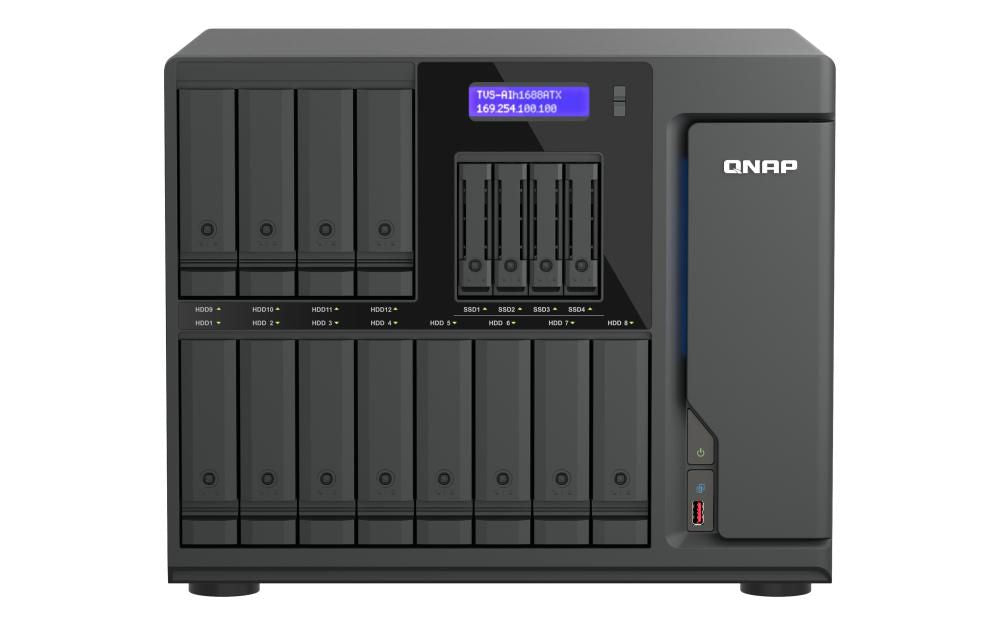 QNAP TVS-AIH1688ATX-U9-32G servidor de almacenamiento NAS Torre 32 GB DDR5 0 TB QuTS hero Negro