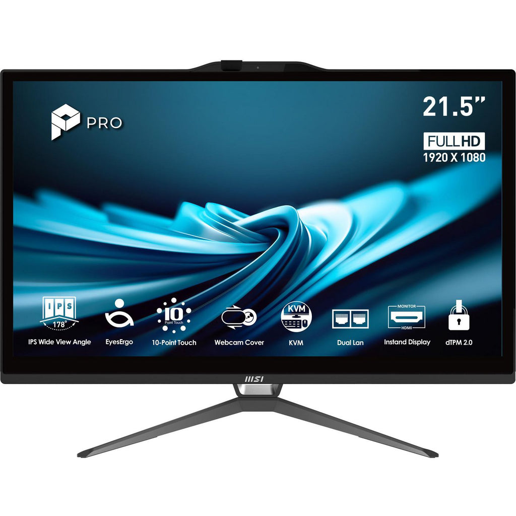 MSI Pro AP222T 14M-620EU Intel® Pentium® Gold G7400 54,6 cm (21.5") 1920 x 1080 Pixeles Pantalla táctil PC todo en uno 8 GB DDR4-SDRAM 128 GB SSD Windows 11 Pro Wi-Fi 5 (802.11ac) Negro