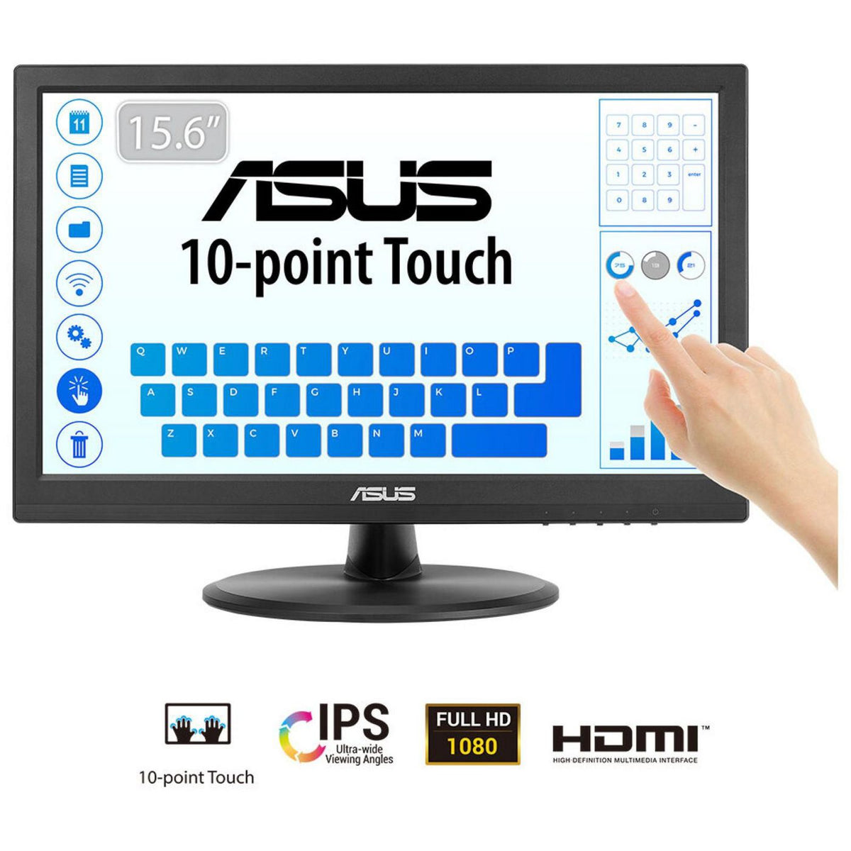 ASUS Touch VT169HE pantalla para PC 39,6 cm (15.6") 1920 x 1080 Pixeles Full HD LED Pantalla táctil Mesa Negro