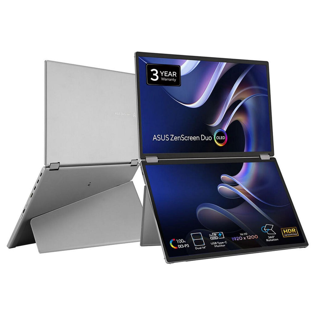 ASUS ZenScreen Duo OLED MQ149CD pantalla para PC 35,6 cm (14") 1920 x 1200 Pixeles WUXGA Plata