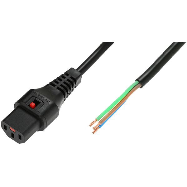 Microconnect Powercord C13 IEC Lock - Open End black 1 m, PC1106 Negro No C13 acoplador