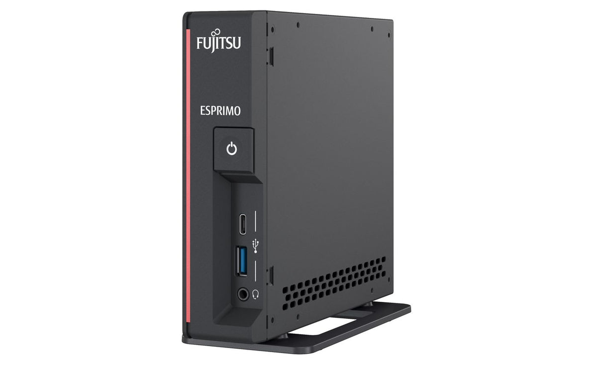 Fujitsu ESPRIMO G5011 Intel® Pentium® Gold G6400 4 GB DDR4-SDRAM 128 GB SSD Windows 10 Pro Escritorio Mini PC Rojo, Negro