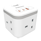 Fellowes Power Cube 3x230v 1xUSB-A 2x USB-C Socket 2m Cable White - 100137166 base múltiple 3 salidas AC Interior Blanco