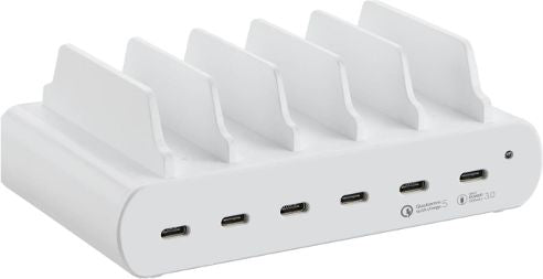 CoreParts 150W 6 Ports USB-C Charging station Smartphone Blanco Corriente alterna Interior
