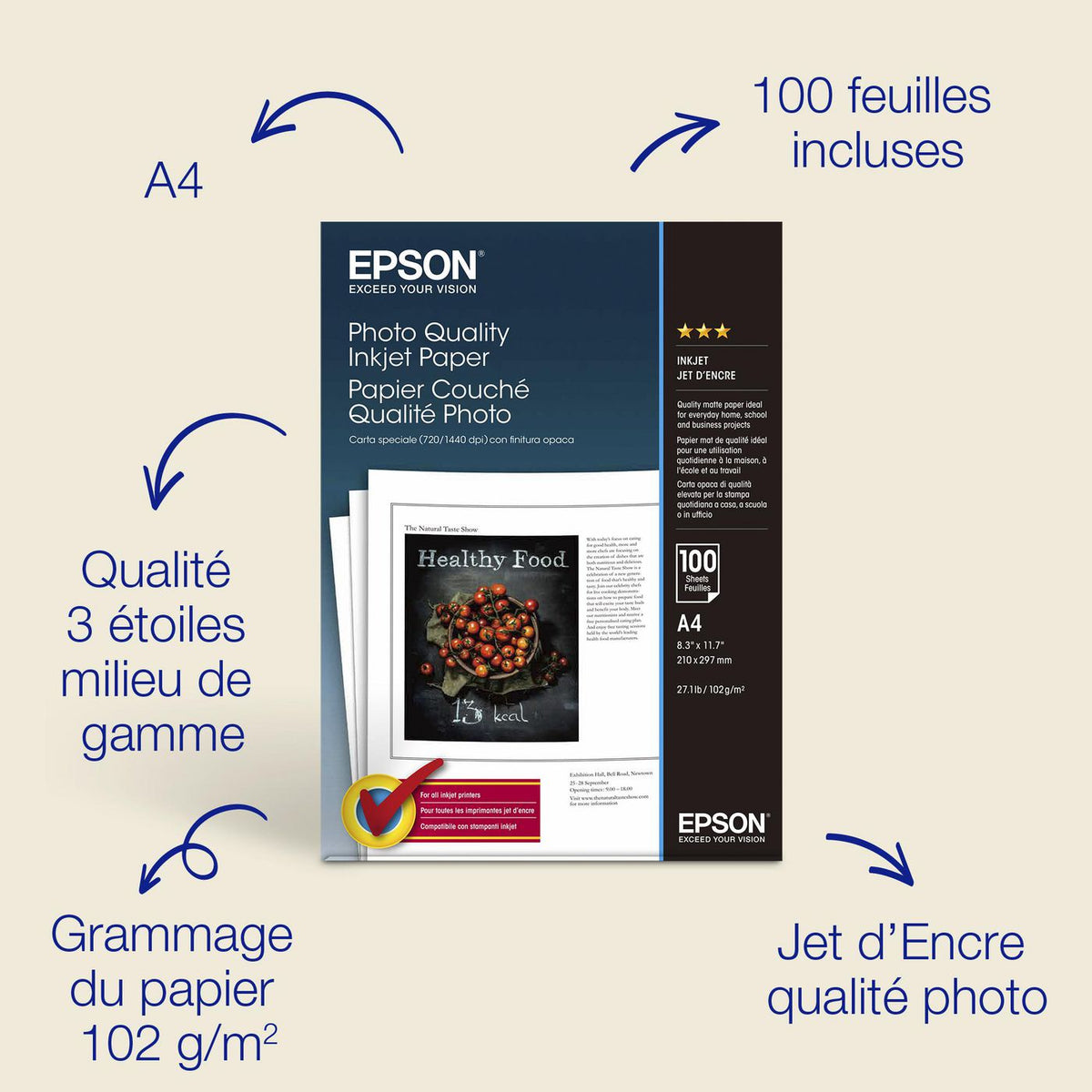 Epson Photo Quality , DIN A4, 102g/m² Blanco Mate