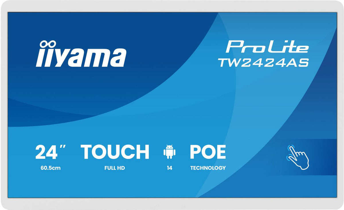 iiyama TW2424AS-W3P pantalla de señalización Panel plano interactivo 60,5 cm (23.8") LCD Wifi 450 cd / m² Full HD Blanco Pantalla táctil Procesador incorporado Android 24/7