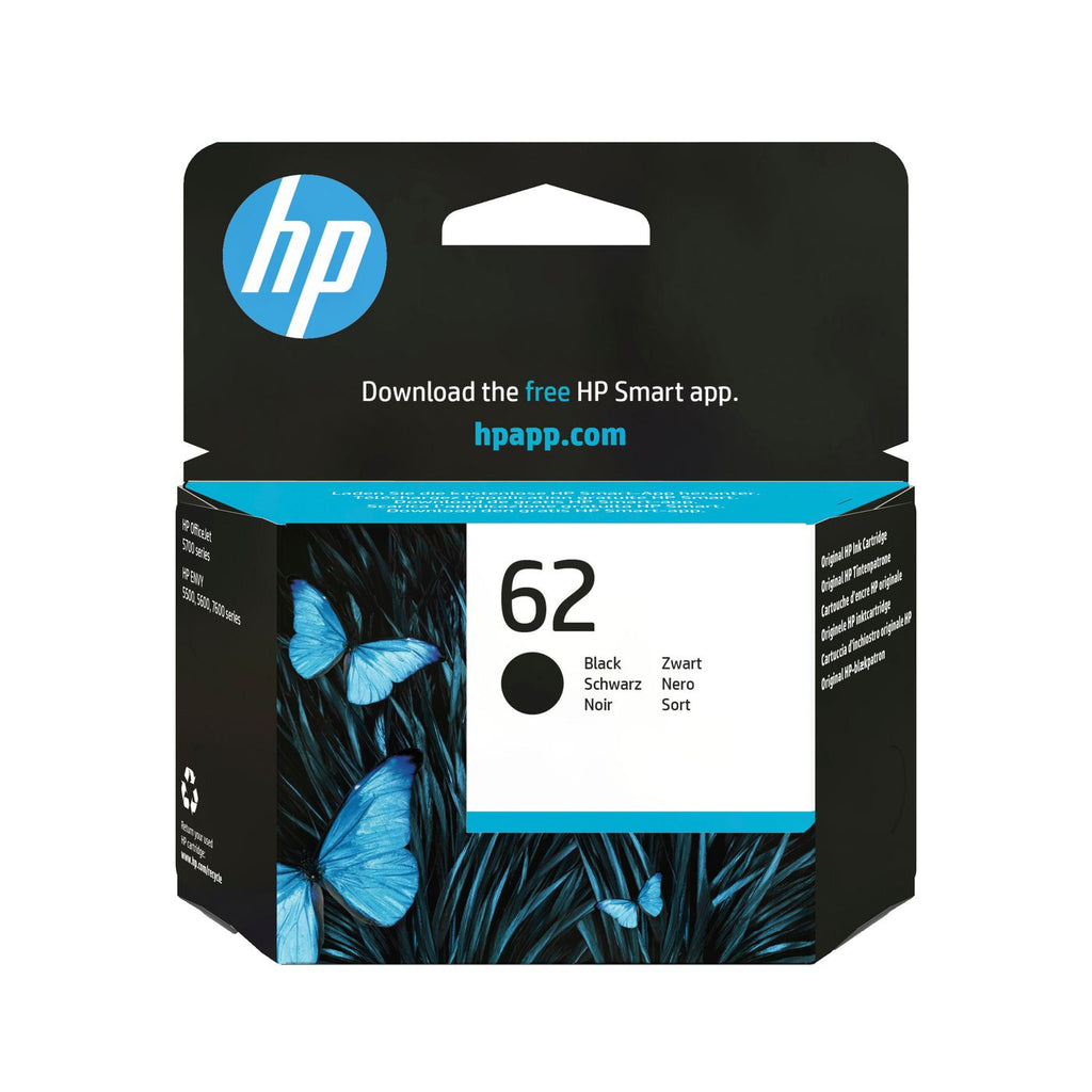 HP 62 Black Original Ink Cartridge cartucho de tinta 1 pieza(s) Estándar