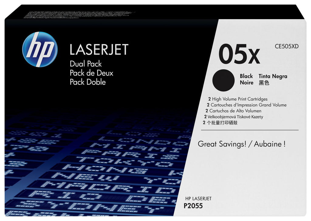 HP 05X 2-pack High Yield Black Original LaserJet Toner Cartridges cartucho de tóner 2 pieza(s)