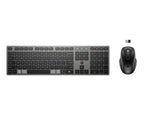 HP 725 Multi-Device Rechargeable Wireless Keyboard and Mouse Combo teclado Ratón incluido Oficina RF Wireless + Bluetooth Negro