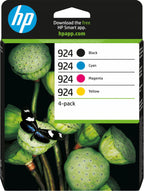 HP 924 4-Pack CMYK(4) Original Ink Cartridge cartucho de tinta 4 pieza(s) Rendimiento estándar Negro, Cian, Magenta, Amarillo