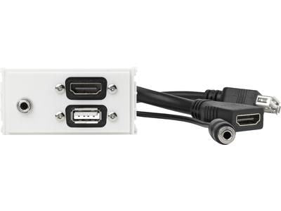 Vivolink WI221281 toma de corriente HDMI + USB A + 3,5mm Blanco