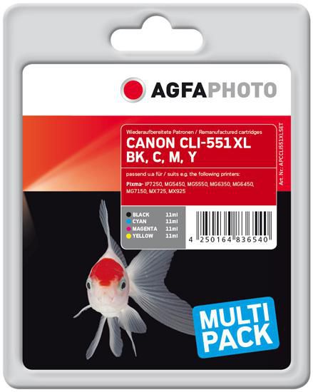 AgfaPhoto Ink B/C/M/Y 4x11 ml. APCCLI551XLSET