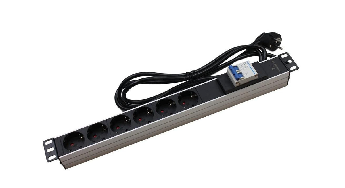 MicroConnect 19" 6-Outlet Power Strip with IC-1009506M