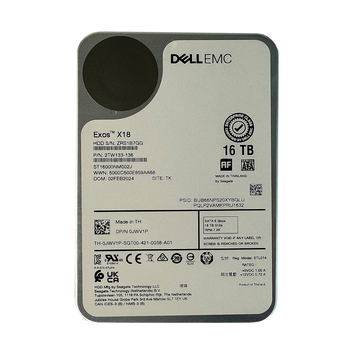 Dell 16TB 7.2K SATA HDD JWV1P-RFB – Reacondicionado (2)