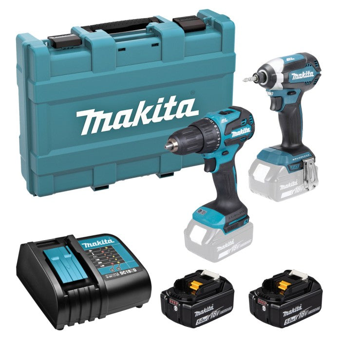 18v Brushless Combi & Impact 2 X 5ah