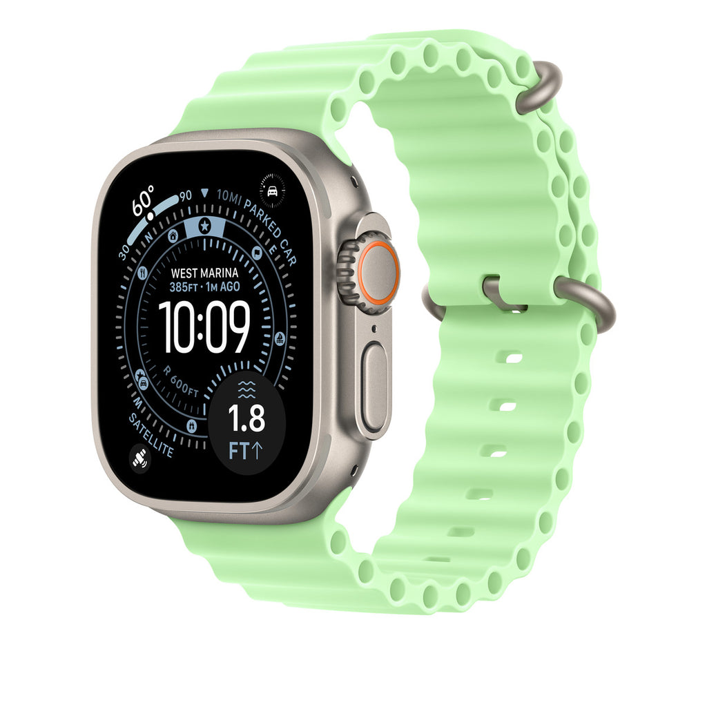 Correa para reloj inteligente - 49 mm, acabado en titanio natural - 130 - 200 mm - verde neón - para Watch Hermès Series 12, SE 3, Series 10, Series 11, Series 12, Ultra 3, Ultra 4