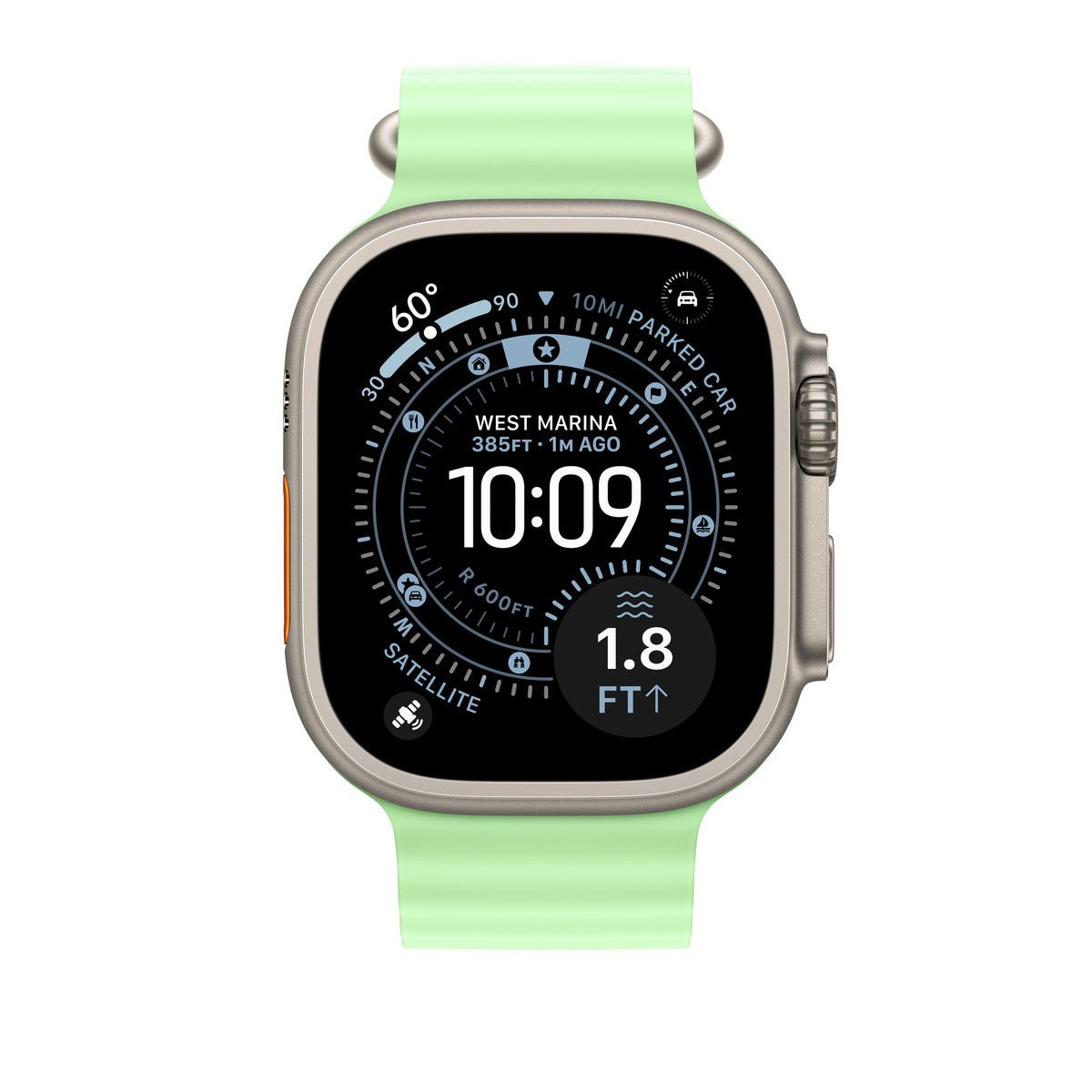 Apple Natural Titanium Finish Band Green Fluoroelastomer, Titanium (*49MM NEON GREEN OBAND EX - NT FIN)