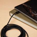 Cable USB - USB-C (M) a USB-C (M) - USB 2.0 - 3 m - trenzado, Carga rápida de hasta 240W, diseño reforzado - negro perno