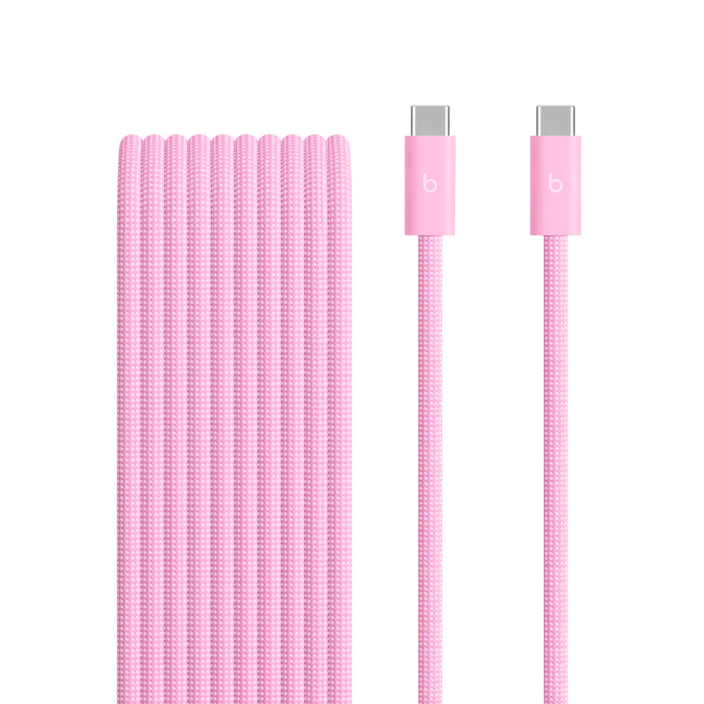 Cable USB - USB-C (M) a USB-C (M) - USB 2.0 - 3 m - trenzado, Carga rápida de hasta 240W, diseño reforzado - rosa eléctrico