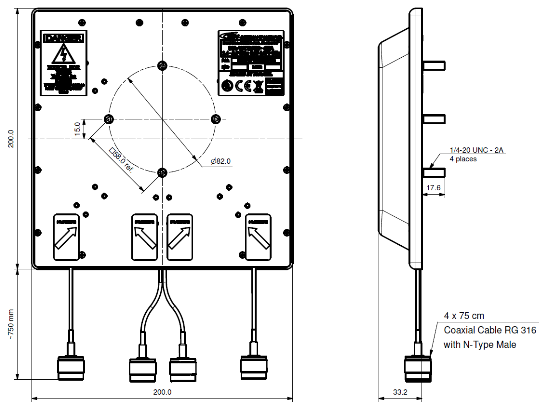 Antena - panel - Wi-Fi - 5.5 dBi, 6 dBi - exteriores