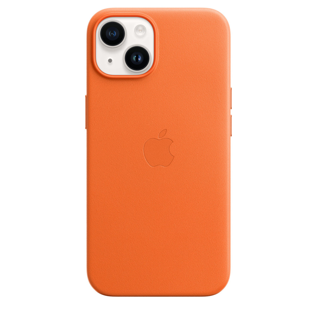 Tapa protectora para teléfono móvil - compatibilidad con MagSafe - cuero - naranja - para iPhone 14