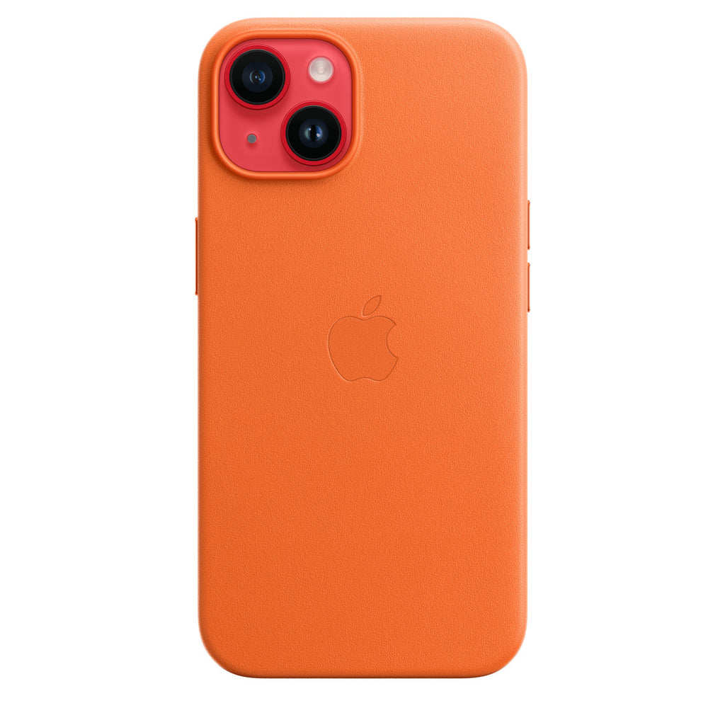 Tapa protectora para teléfono móvil - compatibilidad con MagSafe - cuero - naranja - para iPhone 14