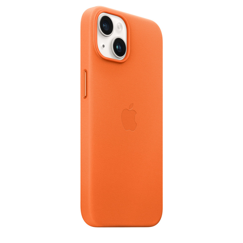 Tapa protectora para teléfono móvil - compatibilidad con MagSafe - cuero - naranja - para iPhone 14