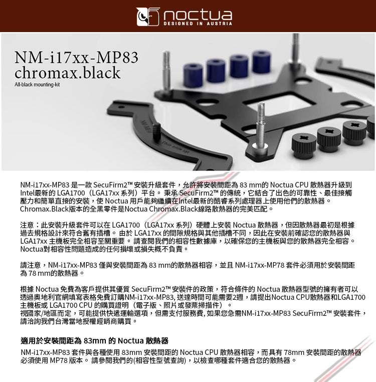 Noctua NM-I17XX-MP83 kit de montaje