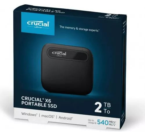 Crucial X6 SSD, 2TB, externo (portátil), USB3.1 Gen (CT2000X6SSD9)