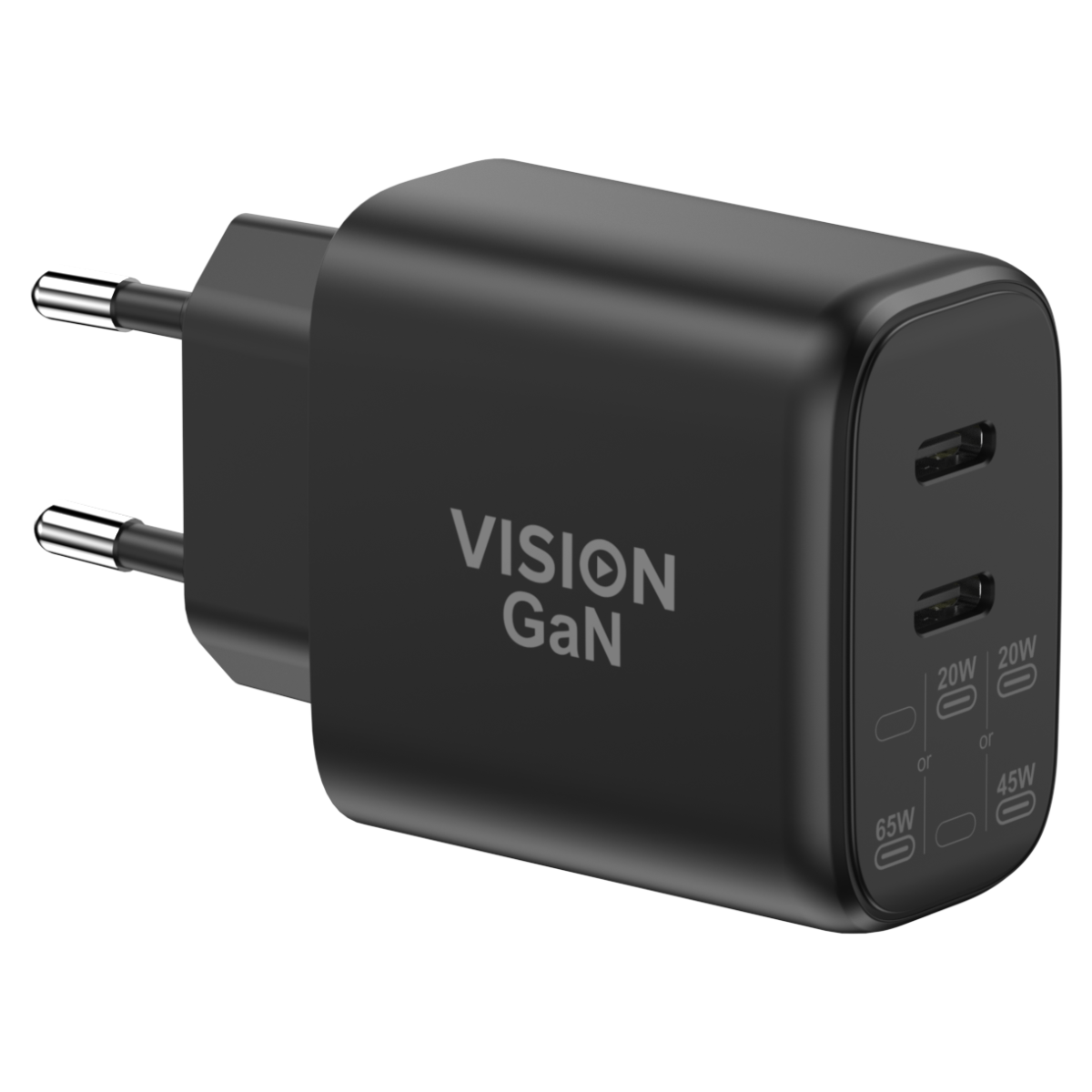 Vision TC-PUSBCEU/65 - Cargador Rápido Dual USBC con adaptador de enchufe EU