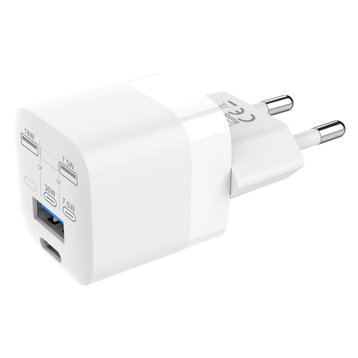 Vision TC-PUSBEU/30 - Cargador Rápido USB A y C con adaptador de Enchufe EU