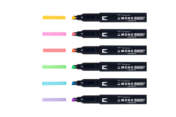 Tombow MONO edge rotulador 6 piezas punta fina/redonda Multicolor