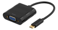 Deltaco USBC-1098 cable adaptador de vídeo 0.1 m USB Tipo C VGA Negro