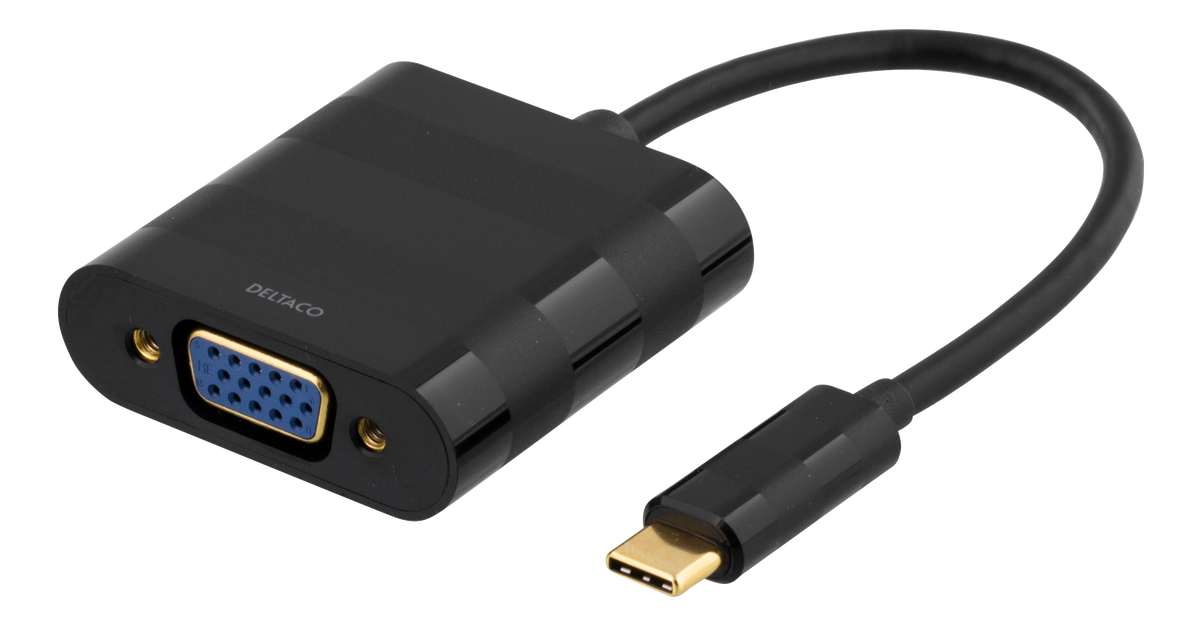 Deltaco USBC-1098 cable adaptador de vídeo 0.1 m USB Tipo C VGA Negro