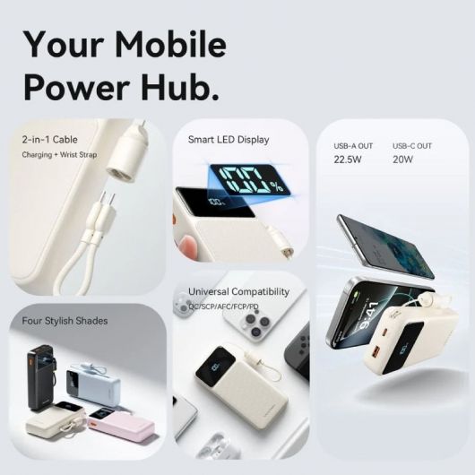 Powerbank 20000mAh Vention XGYB0-40-TY/ 22.5W/ Negra/ Incluye Cable USB Tipo-C (2)