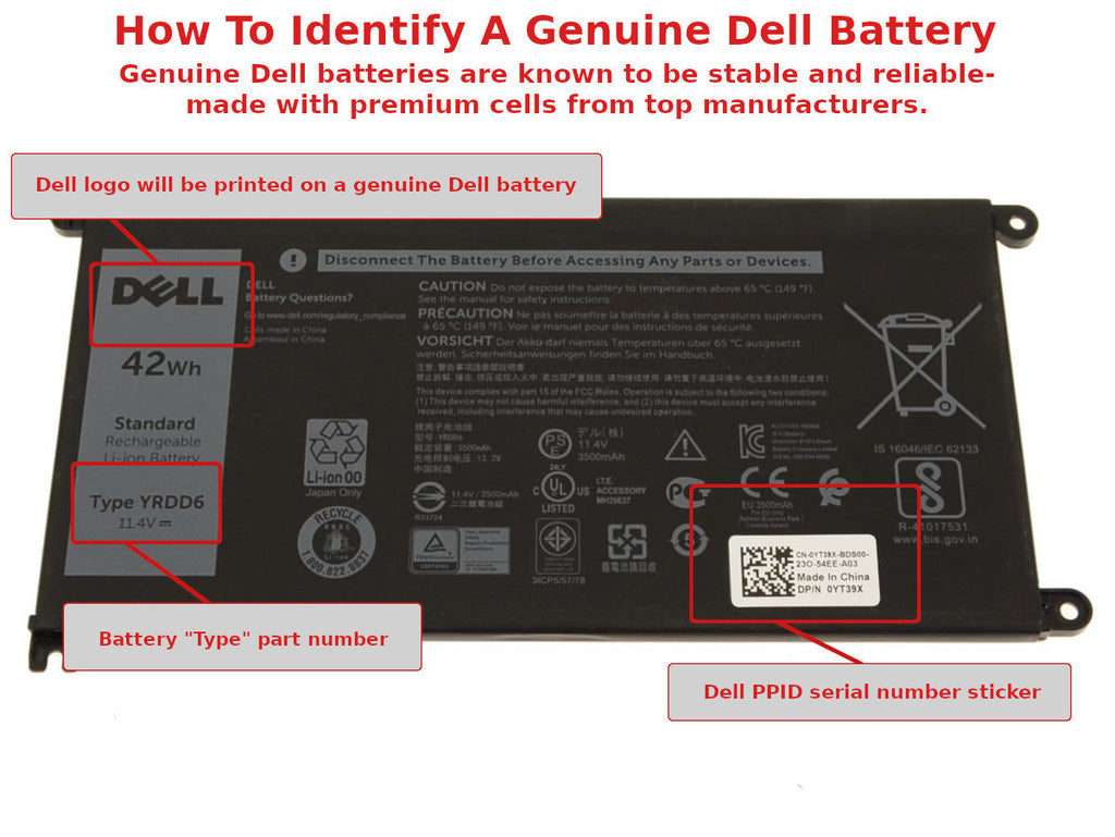 Dell Portátil de iones de litio 3 celdas 42Wh YT39X (2)
